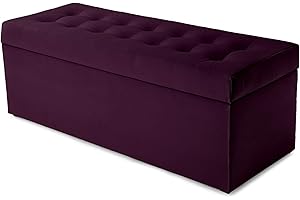 MG Design Polsterhocker 45 x 120 cm Dunkelviolett mit großem Stauraum (ca. 140 L), bis 300 kg belastbar, weich mit dezentem Schimmer, pflegeleicht – Wohnbereich, Schlafraum & Flur