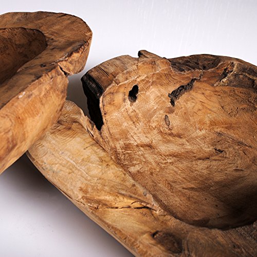 TEAKSCHALE HOLZSCHALE MASSIV TEAK WURZELHOLZ SCHALE 30cm HANDGEFERTIGT INDONESIA - 7