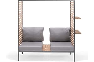 ‎WEBAVITA Webavita Balkonlounge Zweisitzer mit Seitenwänden | 169 x 170 x 77 cm | Sitzbank Gartenbank Lounge | Aluminiumrahmen | Pflegeleicht | UV-beständiges Polster