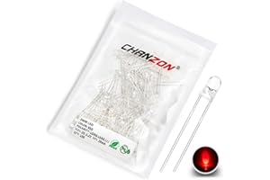 Chanzon 100 pcs 3mm Rouge LED Diode Lumières (Clair Rond Transparent DC 2V 20mA) Lumineux Ampoule Lampes Composants Électroniques Indicateur Diodes Émettrices De Lumière