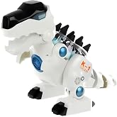Işıklı ve M&uuml;zikli Hareketli Oyuncak Robot Dinozor Mekanik Elektronik Y&uuml;r&uuml;yen T-Rex Dinozor (Beyaz)