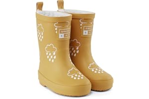 GRASS & AIR Kids Wellies, Grass&Air Ochre Colour-Changing Unisex Kids Winter Wellies, Welly Boots, Childrens Rain Boots