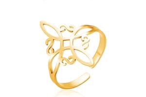 LIKGREAT Bague Noeud de Sorcière Anneau Réglable de Sorcellerie Noeud Celtique Irlandais Anneau Ouvert Wiccan Païen Bonne Chance Protection Amulette Bijoux pour Femmes Filles