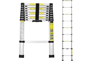 Eulenke 2,6M Teleskopleiter, Rutschfester Mehrzweckleiter 150 kg Belastbarkeit, Aluleiter Haushaltsleiter für Hausreparaturen Dekoration Wandanstrich, Ausziehbare Leiter, Multifunktionsleiter