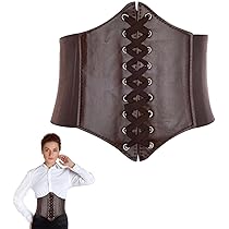 Corsetto Cintura Donna In Pelle PU - Cintura Larga Elasticizzata Con Lacci Vintage