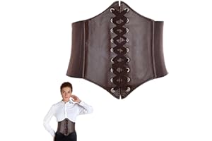 LILIKAI Corset pour femme, taille noire, costume d'Halloween, ceinture à la taille, corset noir, large corset pirate noir, corset rétro en cuir pour femme, corset à lacets Catwoman