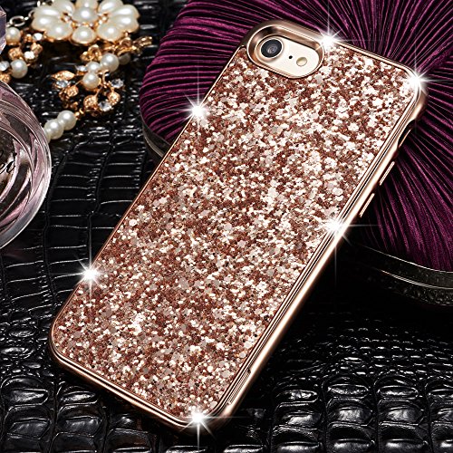 iPhone 6 6S 4.7 inch Case,Luxury Bling Glitter 2 in 1 [Crystal Rhinestone Diamond] [Electroplate Plating Frame] Hard PC Bumper Back Case Cover for Apple iPhone 6/6S [4.7 inch] - Rose Gold