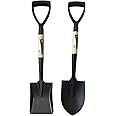 Easy shopping® SQUARE & ROUND MINI SHOVEL SET Round and Square Head Micro Shovel Set With Wooden Handle Strong Durable Garden Gardening Tools Hand Tool Digging Spade Planting Lightweight Compact Weath