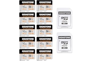 [10x High Endurance] Gigastone 16GB MLC Tarjeta de Memoria Micro SD, Paquete de 10, grabación de Video 4K de Alta Resistencia 10x, Cámara de Seguridad, vigilancia, Tablero 95MB/s, U3 C10 Micro SD MLC