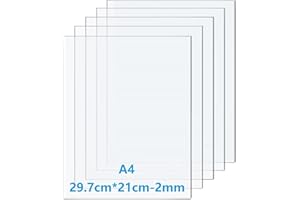 Taiyeestar 5 Stück Acrylglas Platten A4, Acrylplatten 2mm dick, klare Kunststoff Acrylplatte Transparente Kunststoffplatte für Display, Bilderrahmen, Malerei (29,7 x 21CM)
