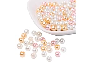 PH PANDAHALL PandaHall Environ 200pcs Perle Nacrée 6mm Perles en Verre Perle Ronde pour Bracelet Collier Bijoux, Couleur Mélangée, Trou: 1mm