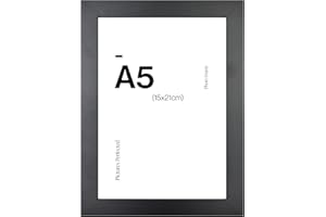 HOME SELECTIONS Contemporary Black A5 Wooden Picture Frame for A5 (15 x 21cm) Photos or Pictures, Plexi Glass, Freestanding or Wall Mounted Landscape or Portrait