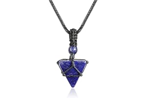 Jovivi Amethyst Pyramid Crystal Healing Stone Energy Generator Protection Spiritual Amulet Pendant Necklace For Women Men,Natural Purple Gemstone Reiki Jewellery Gifts