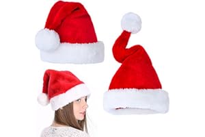 Tuofang Cappelli di Babbo Natale, 2 PCS Morbido Cappello di Natale in Peluche, Cappello di Natale per Adulti, Cappello di Natale Rosso, per Feste di Famiglia Capodanno Costumi Natalizi Accessori