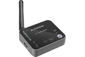 Avantree Audikast 4HA Auracast TV-sändare och streamer för utvalda Auracast-ljudenheter, personligt TV-lyssnande för din egen volym, optisk och AUX, framtidssäker och möjlighet