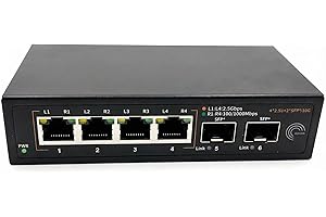 Elfcam® - 10Gb Commutateur Switch Fibre Optique Compatible avec Freebox Ultra et Orange Livebox 6, avec 2 Ports 10G SFP+ et 4 Ports 2,5 Gigabit Ethernet RJ45, Rallonge Votre Réseau 10Go