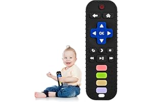 VoMii Teething Rings Toy for Baby 3 6 12 18 Months, 100% Silicone Baby Remote Control Teething Aid for 3 6 9 Months Toddler Boys Girls, Bath Toy, Teething Toy, BPA Free & No Electronics