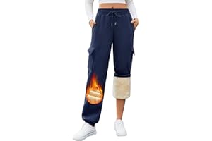 TOMEEK Pantaloni Termici Donna Inverno Pantaloni da Jogging Casual Pantaloni Tuta Donna Felpati di Sherpa Calda con Tasche Coulisse Athletic Fleece Jogger Sweatpants Sportivi