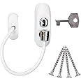 JCP Window Restrictor for Baby and Child Safety, Wire Cable Restrictor UPVC Window Safety Lock, Restricts Window Opening, Key Locking (1 x Pack, White)