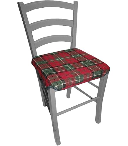 6 Cuscini Sedie Imbottiti Con Alette SCOZZESE Rosso Natale Arredo - 7