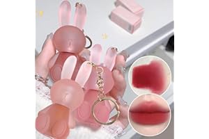 ‎BAORDER Baorder 3 Farben Cute Rabbit Matte Liquid Lipstick Set, Velvet Lip Glaze 2 in 1 Schlüsselanhänger Gloss Stain, Wasserdichte Langlebige Non-Stick Cup Clay Cute Make-up für Mädchen
