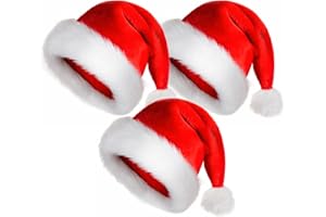 TLarder Santa Hat Christmas Hats Adults: Luxury Xmas Holiday Hat for Adults Unisex Velvet Father Christmas Hat - Santa Hats for Adults Plush Santa Claus Hat for New Year Festive Party Gifts