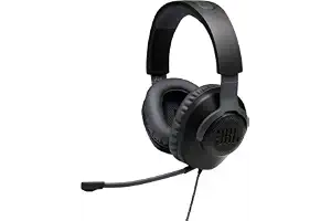JBL Quantum 100 Auriculares para gamers con sonido QuantumSOUND, micrófono Boom diseño ligero, cómodo y llamativo, compatible con múltiples plataformas, en negro