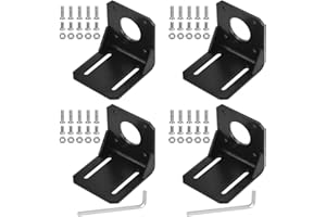 RMENOOR 4PCS Soporte de Montaje de Motor de Nema 17 Soportes de Montaje para Impresora 3D Soporte de Montaje para Motor Paso a Paso con Tornillos M3 con 2 pcs de Llave Inglesa, Negro