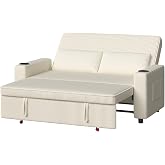 Devoko Convertible Sofa Bed, Loveseat 2 Seater with Adjustable Backrest, Modern Corduroy Fabric Retractable Small Sofa Bed, B