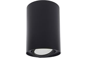 Maclean MCE422 B Foco de Techo Orientable con Casquillo GU10 para Lámparas LED y Halógenas Hasta 40W Aluminio IP20 (Negro, 1x Unidad - Redondo)