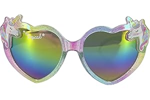 Thingimijigs Lunettes de soleil en forme de cœur licorne arc-en-ciel pour fille - Protection UV 100 %, Multicolore