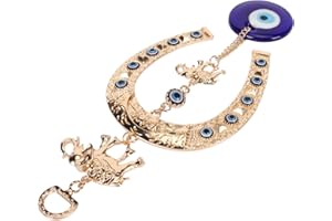 AIRSHI Colgante de Ojo, Decoración de Pared de Ojo Azul, Herradura de Elefante Dorado, Hermoso Simbolismo para Puerta Interior