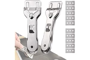 CYH 2Pcs Verre Grattoir, Grattoir pour Plaque Vitrocéramique, Grattoir Plaque à Induction (avec 10 lames), pour Nettoyer les Plaques en Vitrocéramique, Fenêtres, Carreaux, Vitres et Miroirs