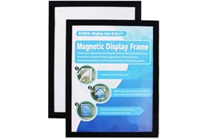 NEWZEALKIDS A4 Magnetic Display Frame,Self Adhesive Magnetic Paper Holder for License, Photos, Notices, Wall and Windows(Pack of 2,Black)