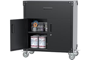 ‎SUPEER SUPEER Werkzeugschrank mit Schubladen,Werkstattwagen Garagenschrank mit Rädern und 2 verschließbaren Türen, Metallschrank ideal für Werkzeuge und Zubehör