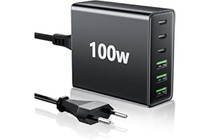 HSSNS USB C Ladegerät Mehrfach: 100W 6-Port Schnellladegerät mit USB-C und USB-A, Tragbarer netzteil für ipad, iPhone Series und andere Smartphones