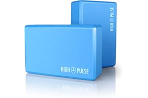 High Pulse® Blocchi Yoga (2 Pezzi) - Mattoncini Yoga Blocks in Schiuma Eva ad Alta densità e qualità, Ultra Leggero e inodore per Pilates, Yoga e Fitness (Eva| Blu)