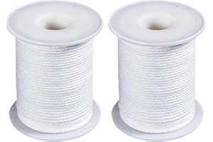 LIERFIS Meches pour Bougies, 2 Rouleaux 61m/200ft Meche Bougie Coton Mèche Bougie pour la Fabrication de Bougies, Bougie Bricolage