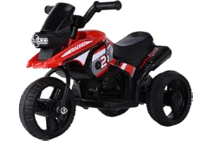 MR J TOYS&MORE Moto Elettrica per Bambini 6V Rossa con Luci e Suoni | Batteria 6V4,5Ah | 3 Ruote Giocattolo a Pedale per Bimbi | Musica, Luci LED, Stile Sportivo, per Interni ed Esterni