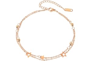 OSTAN Tobillera para mujer con pequeñas estrellas | Resistente al agua de acero inoxidable para la playa