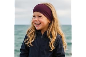 ‎WOLLHUHN Wollhuhn ÖKO Kinder/Jungen/Mädchen Cooles Elastisches Stirnband/Haarband Bequem Zweilagig Jersey Viele Motive (Einfarbig Brombeere)