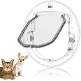 Image showcasing Cat Flap for Glass Doors, 4 Way Locking Pet Door Microchip for Cats ...