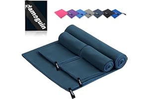 damoguin 3er-Set Mikrofaser Handtuch, Groß (180*80cm) & 2 Stück Klein (80*40cm) Schnelltrocknende Microfaser Fitness Handtücher, als Sporthandtuch, Strandtuch, Badetuch und Reisehandtuch (Marineblau)