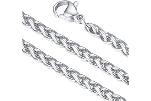 FaithHeart Spiga ze stali nierdzewnej łańcuszek pszeniczny, trwały łańcuszek linowy, spersonalizowany gruby naszyjnik, akcesoria w stylu punkowym, dla raperów, srebrny/złoty/czarny, 50, Metal, Bez