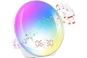 Laliled Lichtwecker, Tageslichtwecker mit 14 Farben 16 Helligkeit 10 Naturgeräusche, Sonnenaufgang Simulation Wecker, Wake up Light mit FM-radio Snooze Funktion für Erwachsene Kinder