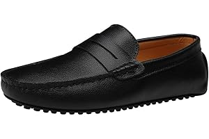 Jamron Hommes Cuir Synthétique Stylé Boucle Mocassin Pantoufles Penny Loafers