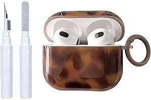 ‎REOWNEST Reownest für Airpods Pro 2/Pro Hülle mit Reinigungsset Cute Aesthetic Amber Brown Muster Design Stoßfeste Schlüsselbund Abdeckung Soft Kopfhörer Handyhülle für Airpods Pro 2 -Amber