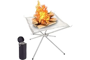 Ledeak Braciere Portatile da Esterni, Braciere Portatile da Campeggio in Acciaio Inox Braciere Portatile da Campeggio all'aperto, Camino da Campeggio Pieghevole per Patio Barbecue Cortile Giardino