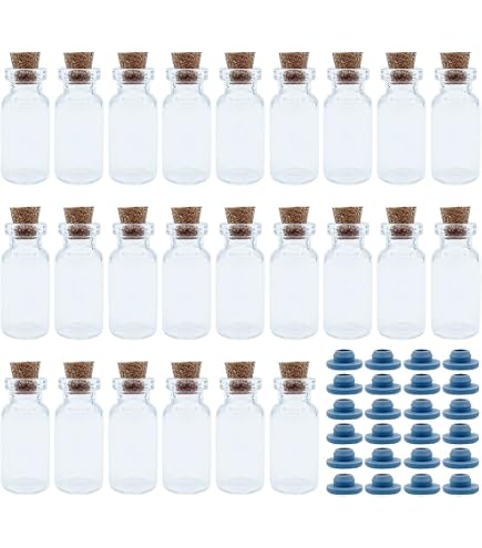 16 Petites Bouteilles En Verre 40ml Avec Bouchons Liège - Pour Messages, Épices Ou Décoration DIY