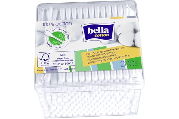 Bella Cotton Coton-tige, avec tige en papier, dans une boîte pratique